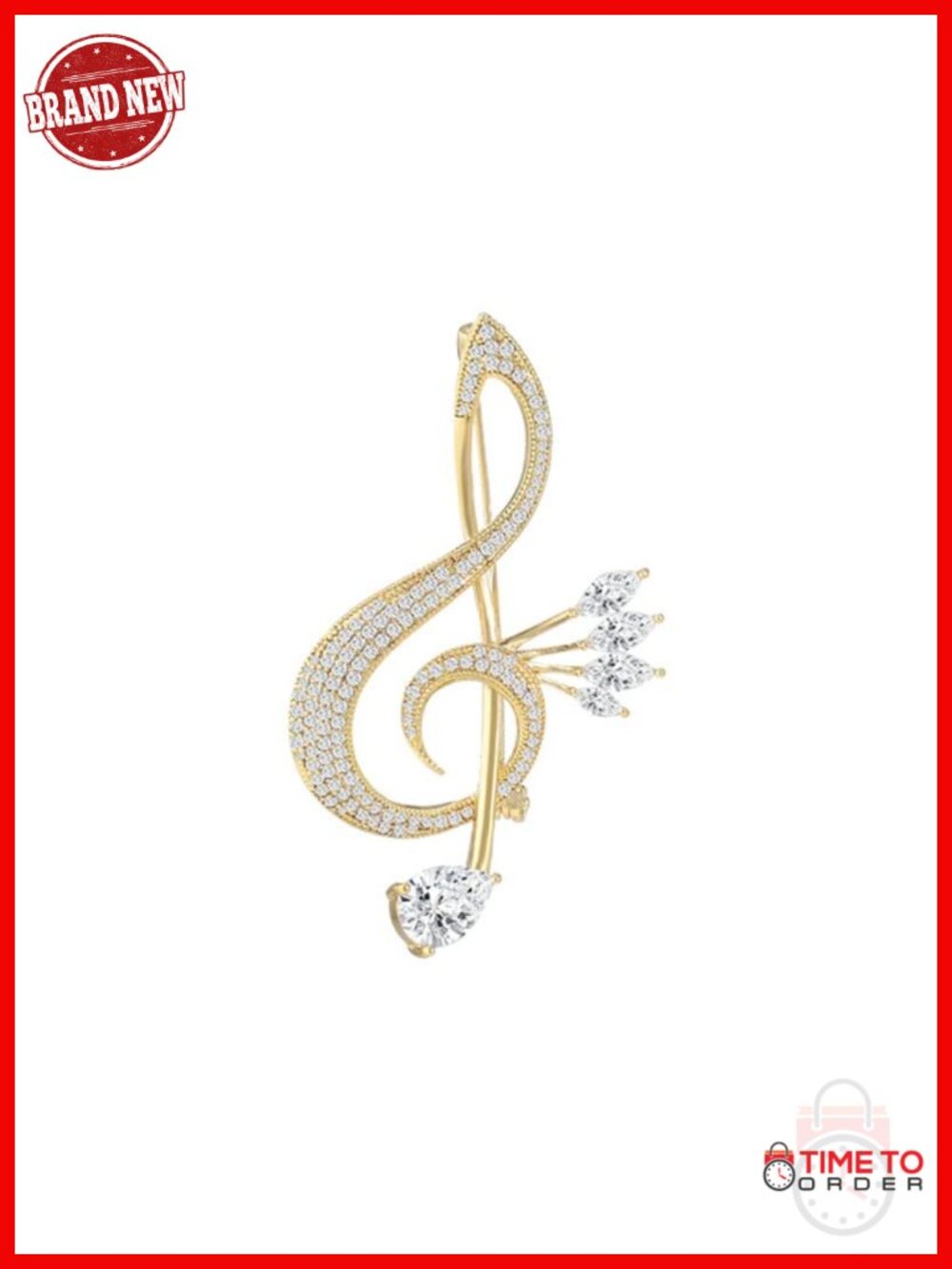 Rhinestone Music Note Brooch Pin for Dance Lovers Women